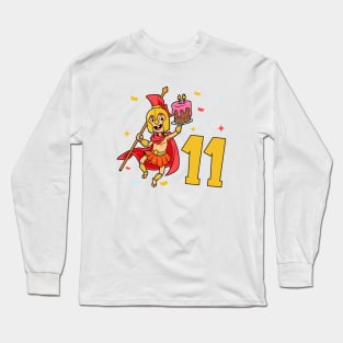 I am 11 with Spartan - kids birthday 11 years old Long Sleeve T-Shirt